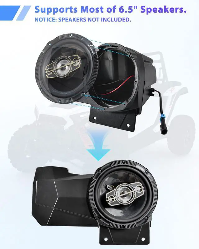 Alt view image 3 of 5 - KEWISAUTO Rear Speaker Enclosures for 2024 2025 Polaris RZR XP 4 1000, Rear Seat Speaker Pods Support 6.5" Speaker Mount Bracket Holder for Polaris RZR XP 1000/4 1000 2024 2025 Accessories (2PCS)