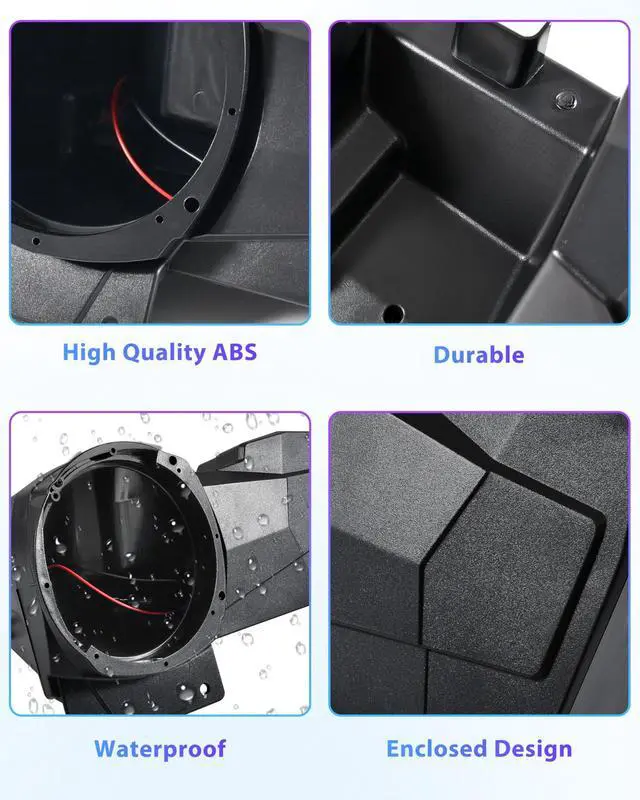 Alt view image 4 of 5 - KEWISAUTO Rear Speaker Enclosures for 2024 2025 Polaris RZR XP 4 1000, Rear Seat Speaker Pods Support 6.5" Speaker Mount Bracket Holder for Polaris RZR XP 1000/4 1000 2024 2025 Accessories (2PCS)