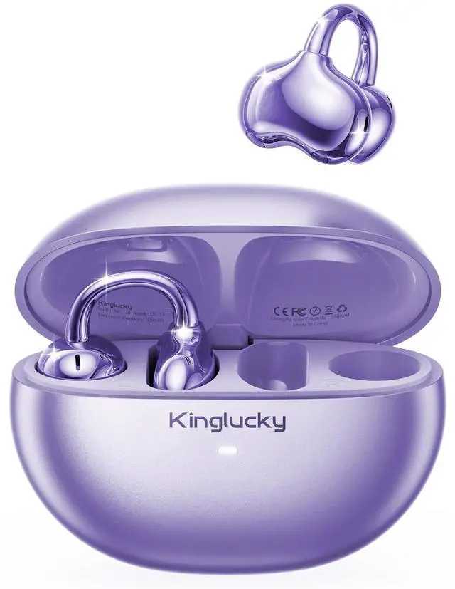 Main image of Kinglucky Upgraded Clip-On Earbuds Comfortable fit & Crystal-clear Sound, 40H Playtime Open Ear Buds Bluetooth 6.0 Wireless Headphones for Women Ideal for Small Ears, Sports & Workouts, Glasses
