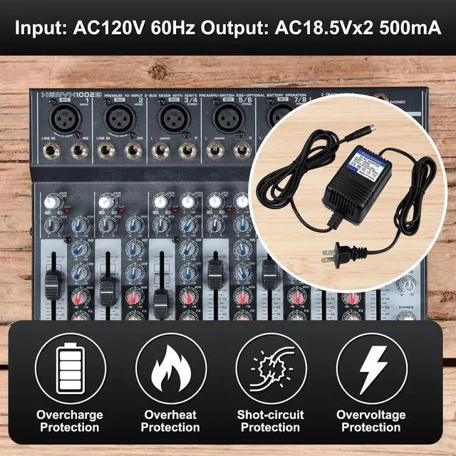 Alt view image 2 of 5 - MSZLZTD 18.5VAC Powe Adapter for Behringer XENYX 502, 1002,for Eurorack Mixers (FX-18B-MP3),PSV3UL, MXVL3, UB502, UB802, UB1002, Q502USB, Q802USB, Q1002USB 18.5VMini 3 Pin Din Supply