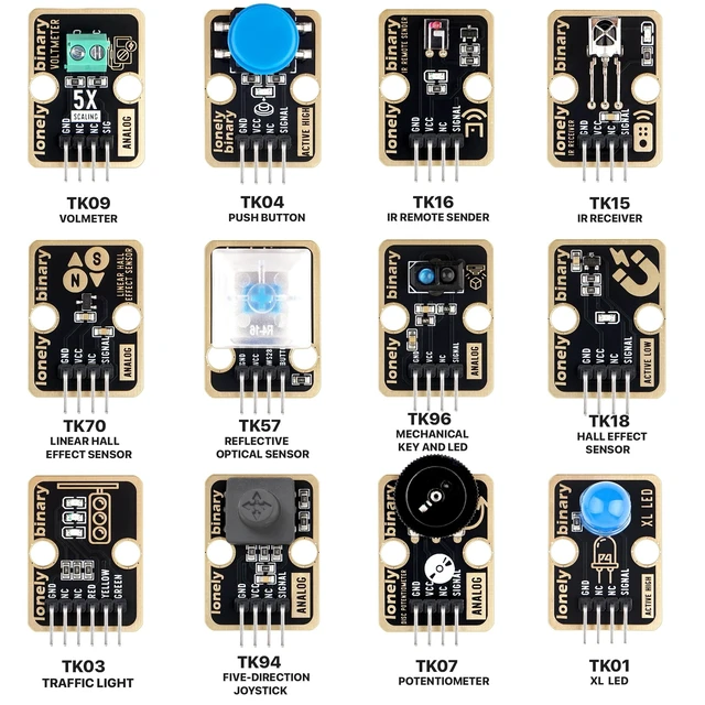 Alt view image 3 of 5 - Lonely Binary TinkerBlock 46-in-1 Sensor Kit STEM for C++ ESP32 Pico