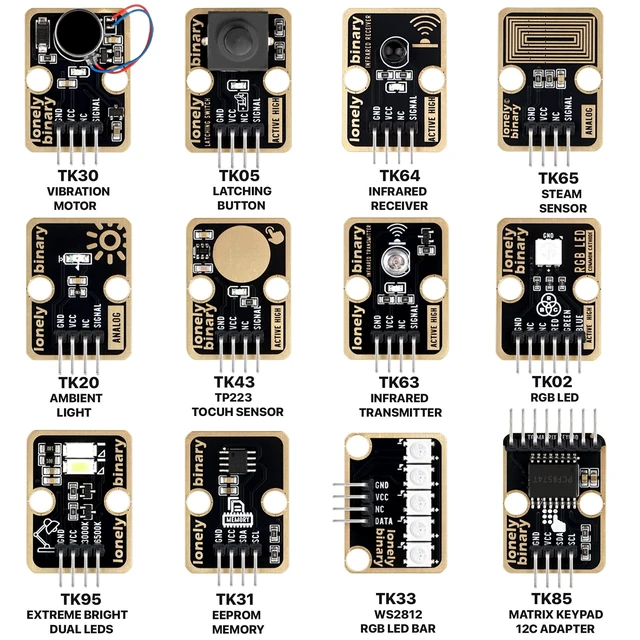 Alt view image 5 of 5 - Lonely Binary TinkerBlock 46-in-1 Sensor Kit STEM for C++ ESP32 Pico