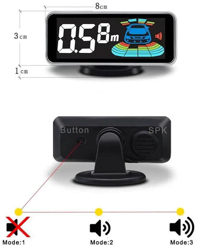 Alt view image 5 of 5 - ELSNU Backup Parktronic System Car Auto Vehicle Reverse with 8 Parking Sensors kit Distance Detection LCD Distance Display Sound Warning