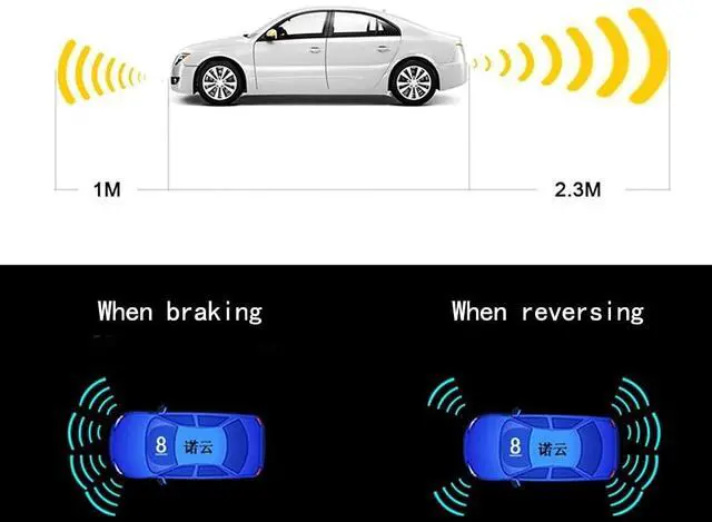 Alt view image 2 of 5 - ELSNU Backup Parktronic System Car Auto Vehicle Reverse with 8 Parking Sensors kit Distance Detection LCD Distance Display Sound Warning