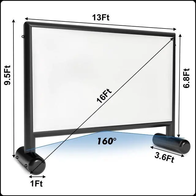 Alt view image 3 of 5 - Heipigo Inflatable Projector Screen, 16ft PVC Upgraded Inflatable Movie Screen Outdoor Airtight Design with 600W Air Pump for Outdoor/Indoor - Does Not Require Continuous Inflation