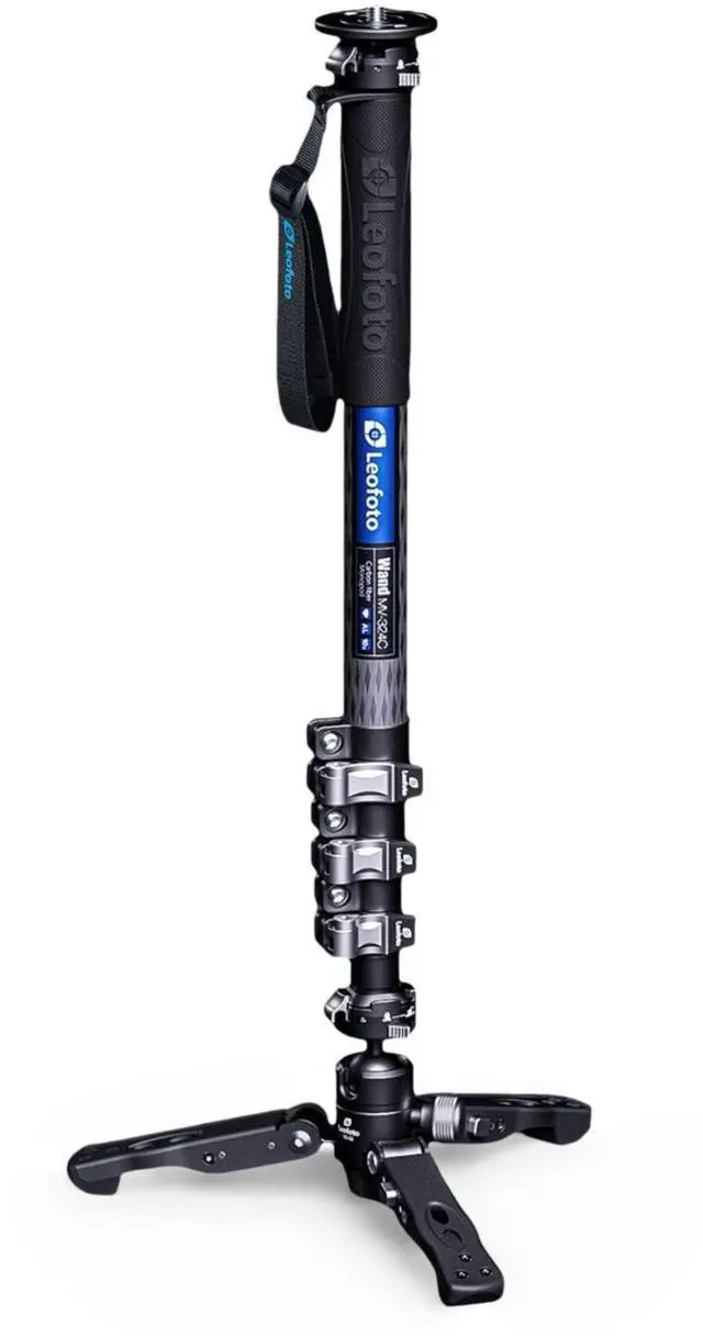 Main image of Leofoto MV-324C+VD-03 Carbon Fiber Flip Lock Pro Video Camera Monopod with Tripod Stand Max Load 22lb, 1500mm