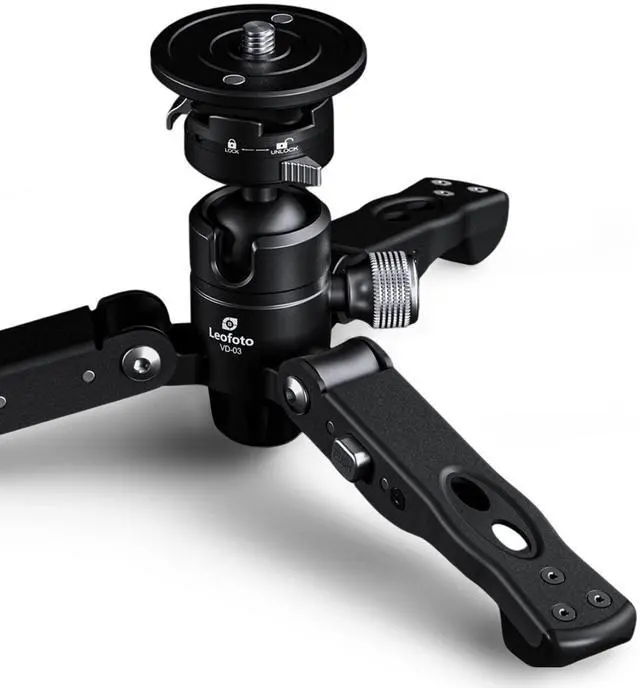 Alt view image 5 of 5 - Leofoto MV-324C+VD-03 Carbon Fiber Flip Lock Pro Video Camera Monopod with Tripod Stand Max Load 22lb, 1500mm