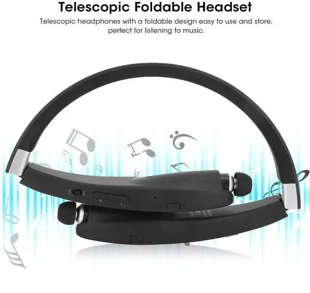 Alt view image 3 of 5 - Dilwe SX?991 Stereo Bluetooth5.0 Headphones Neckbands with Retractable Earbuds,Foldable Bluetooth5.0 Headphones Speaker 2 in 1,Universal Sports Earphone,for Home Office,Video