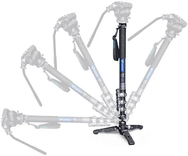 Alt view image 2 of 5 - Leofoto MV-324C+VD-03 Carbon Fiber Flip Lock Pro Video Camera Monopod with Tripod Stand Max Load 22lb, 1500mm