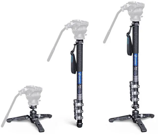 Alt view image 3 of 5 - Leofoto MV-324C+VD-03 Carbon Fiber Flip Lock Pro Video Camera Monopod with Tripod Stand Max Load 22lb, 1500mm