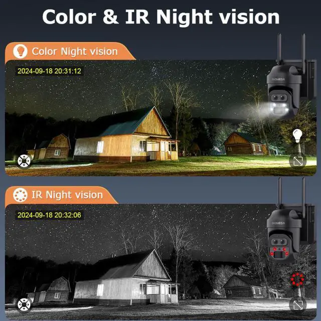 Alt view image 4 of 5 - INQMEGA 12X Zoom Solar Security Camera 3K/6MP Dual Lens WiFi Outdoor Wireless Camera, PIR Human Motion Detection, Color Night Vision, Spotlight & Siren, Cloud & microSD Storage, App Control