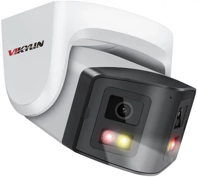 Main image of VIKYLIN 180 Dual-Lens 4K 8MP PoE IP Security Panoramic Turret Camera,Two Way Audio, AI Human Vehicle Detection Trigger Color Night Vision, SD Card (512GB),NDAA Complaint