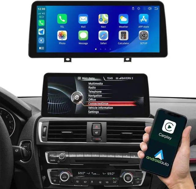 Main image of 12.3" Ultra-Thin Car Screen Carplay for BMW 1&2 Series F20/F21/F22/F23 2012-2016 with NBT System Car Radio Bluetooth/Siri/Support Rear Camera