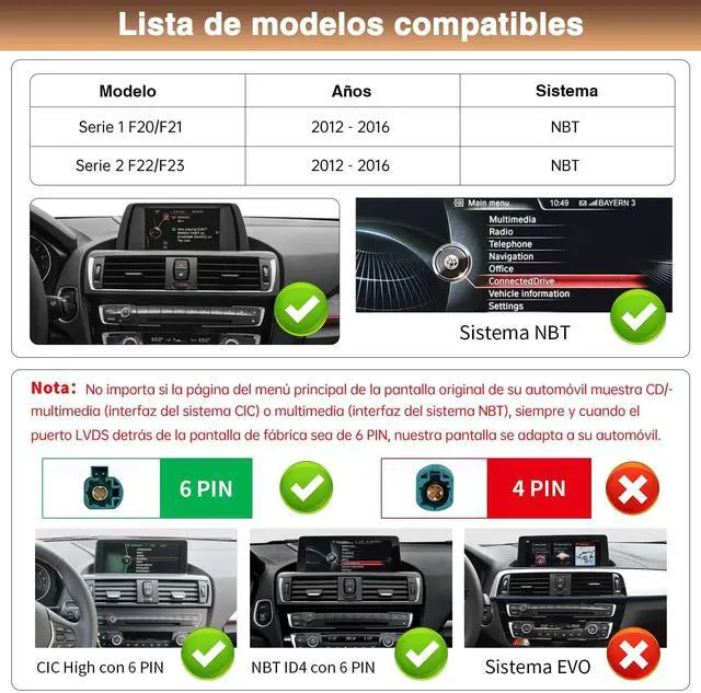 Alt view image 2 of 5 - 12.3" Ultra-Thin Car Screen Carplay for BMW 1&2 Series F20/F21/F22/F23 2012-2016 with NBT System Car Radio Bluetooth/Siri/Support Rear Camera