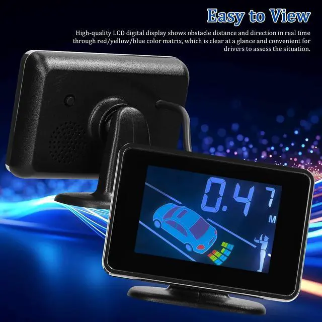 Alt view image 5 of 5 - Mulcort Car Reverse Backup Parking Sensor Radar System, 8 Parking Sensors Kit with Front & Rear Sound Warning Buzzer Mute LCD Distance Display Volumes