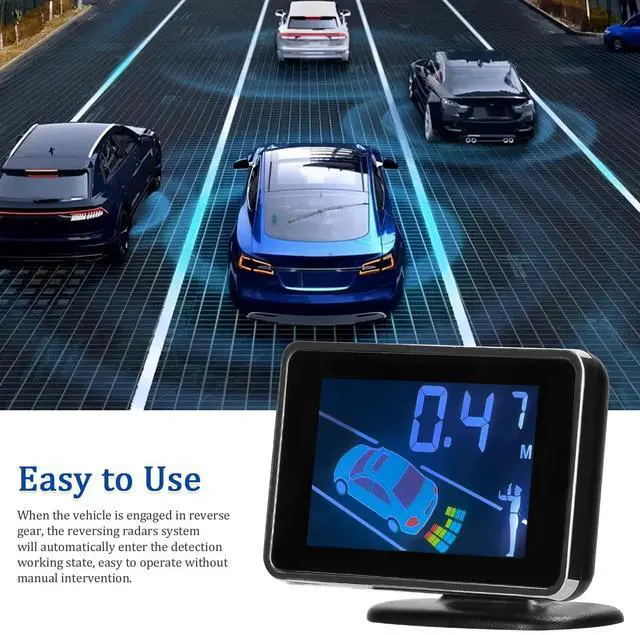 Alt view image 3 of 5 - Mulcort Car Reverse Backup Parking Sensor Radar System, 8 Parking Sensors Kit with Front & Rear Sound Warning Buzzer Mute LCD Distance Display Volumes