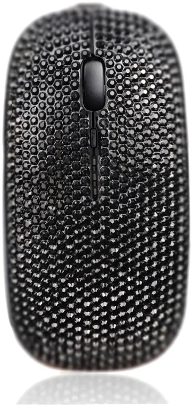 Alt view image 2 of 5 - SA@ Luxury Bling Crystal Diamond Rhinestone USB Slimline Flat Wireless Mouse Gift (Black Crystal)