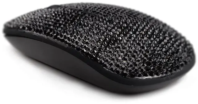 Alt view image 4 of 5 - SA@ Luxury Bling Crystal Diamond Rhinestone USB Slimline Flat Wireless Mouse Gift (Black Crystal)