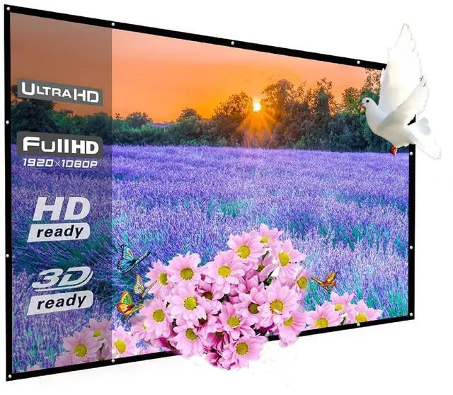 Main image of 250 Inch Portable Projector Screen Outdoor, WRLSUN 16:9 Folded Large Canvas Movie Projection Screen for Home Theater/School/Office/Party/Sports Events