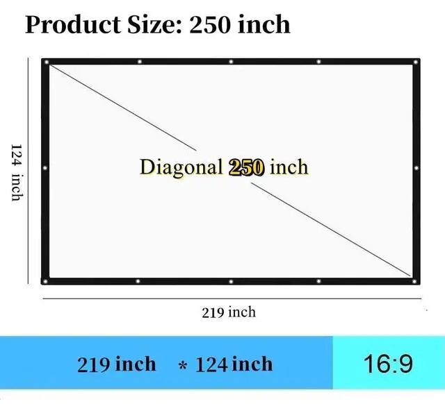 Alt view image 4 of 5 - 250 Inch Portable Projector Screen Outdoor, WRLSUN 16:9 Folded Large Canvas Movie Projection Screen for Home Theater/School/Office/Party/Sports Events