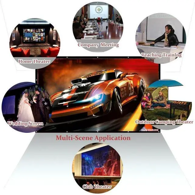Alt view image 5 of 5 - 250 Inch Portable Projector Screen Outdoor, WRLSUN 16:9 Folded Large Canvas Movie Projection Screen for Home Theater/School/Office/Party/Sports Events