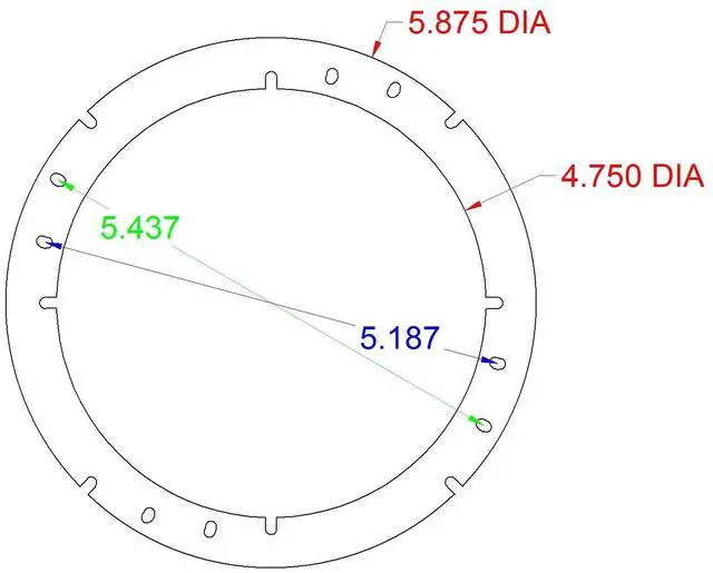 Alt view image 2 of 3 - 5.25" 5 1/4" Speaker Spacers Depth Extender Extending Rings - 1/2" thick - ID: 4 3/4" OD: 5 3/4" - 1 Pair - SSK525K - Stackable - Perfect For Framing Fiberglass Enclosures