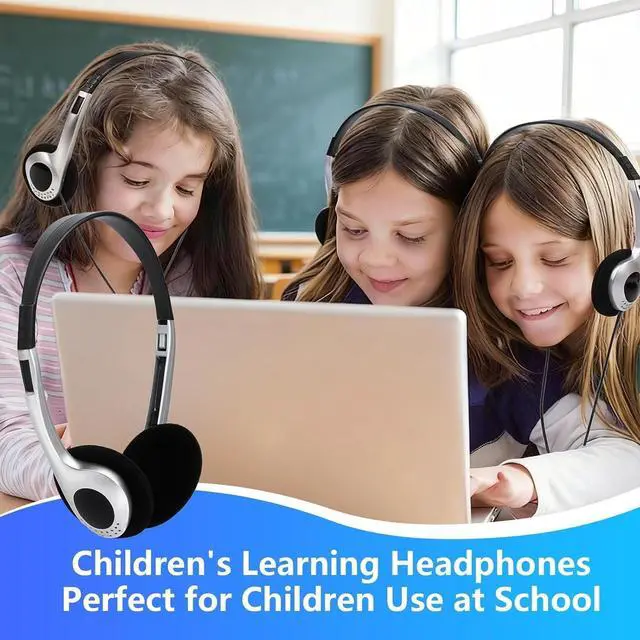 Alt view image 5 of 5 - Anrgterg 24 Pack Type C Classroom Headphones Bulk for Kids Durable Wired Over Ear School Headsets with Microphone, Hearing Protection for iPad, Tablets, School Students, Online Learning
