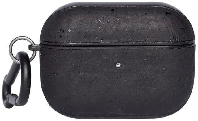 Alt view image 4 of 5 - Airpod Pro 2nd Generation Case - Protective Cork Case Cover - Compatible with MagSafe Charging - Plant Based Material - Airpod Case with Keychain - Vegan Cork Material - (Surface Black)