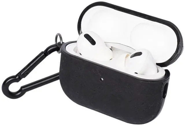 Alt view image 2 of 5 - Airpod Pro 2nd Generation Case - Protective Cork Case Cover - Compatible with MagSafe Charging - Plant Based Material - Airpod Case with Keychain - Vegan Cork Material - (Surface Black)