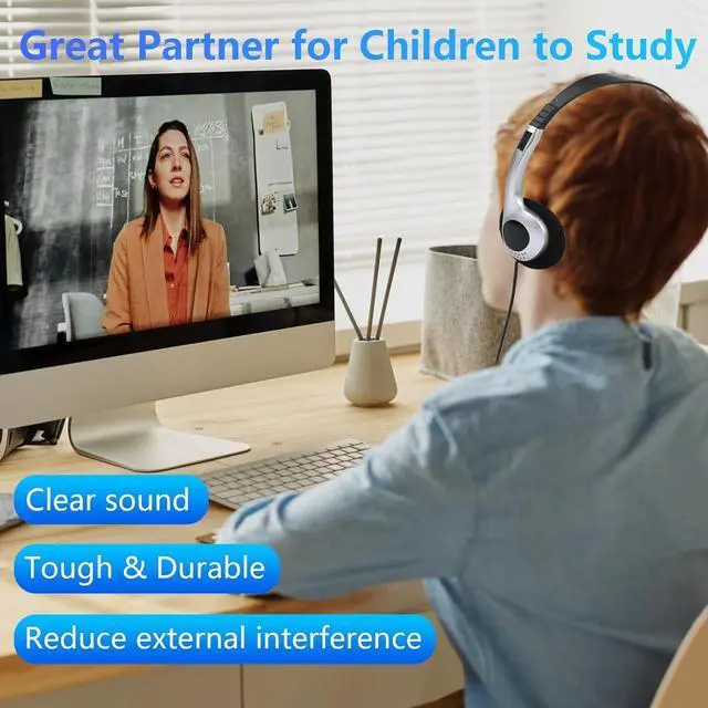 Alt view image 4 of 5 - Anrgterg 24 Pack Type C Classroom Headphones Bulk for Kids Durable Wired Over Ear School Headsets with Microphone, Hearing Protection for iPad, Tablets, School Students, Online Learning