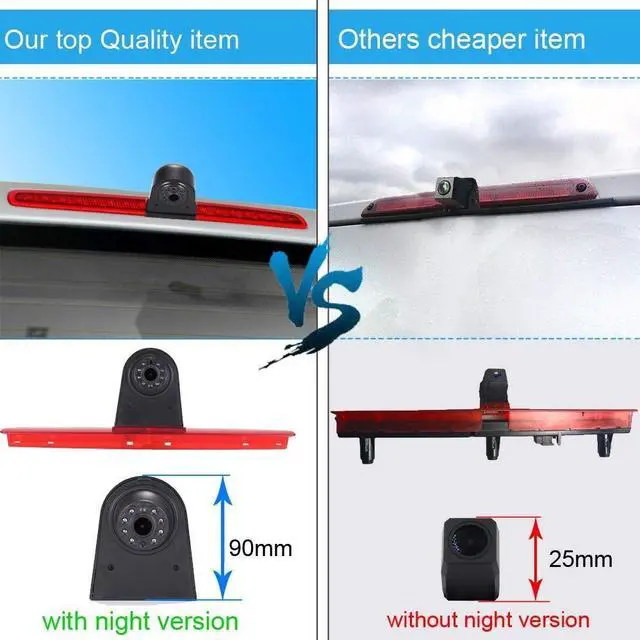 Alt view image 4 of 5 - 1280 * 720 Pixel Super HD Brake Light Backup Camera Set with 7 Inch LCD Monitor, Night Vision Reversing Camera Replacement for VW T5 Bus Transporter Multivan Caravelle Bussiness 2003-2015 Bj