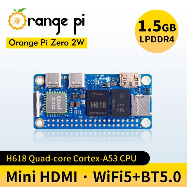 Alt view image 2 of 5 - Orange Pi Zero 2W 1GB/1.5GB/2GB/4GB LPDDR4 Allwinner H618 Quad-core Single Board Computer with 16MB SPI Flash, Support WiFi and BT5.0, Development Board Run Android 12 TV/Debian/Ubuntu(1GB)