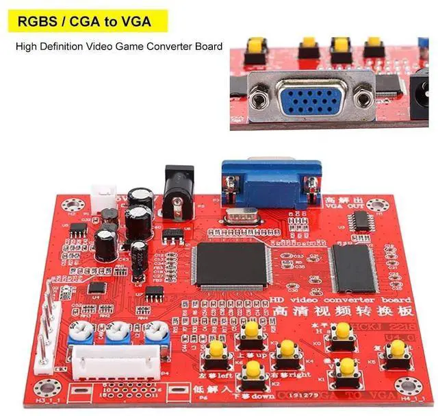 Alt view image 2 of 5 - Socobeta CGA to VGA Converter, Video Game Converter Board RGBS/CGA to VGA High Definition RGB to VGA Converter
