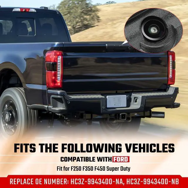 Alt view image 2 of 5 - Tailgate Handle Backup Camera,Fit for F250 F350 F450 Super Duty 2017-2022 Trunk Hatch Handle Camera Without Release Button Reversing Replace# HC3Z-9943400-NA HC3Z-9943400-NB