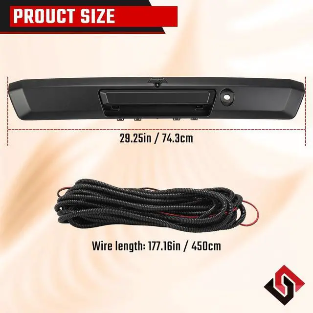 Alt view image 5 of 5 - Tailgate Handle Backup Camera,Fit for F250 F350 F450 Super Duty 2017-2022 Trunk Hatch Handle Camera Without Release Button Reversing Replace# HC3Z-9943400-NA HC3Z-9943400-NB