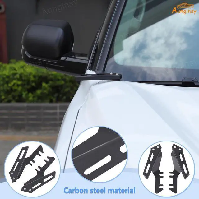 Alt view image 3 of 5 - Car Hood Light Mount Antenna Holder Compatible with Toyota Tundra 2022-2026, Front Hood Hinge Ditch Light Antenna Mounting Brackets LED Spotlight Work Light Antenna Searchlight Metal Base Accessories
