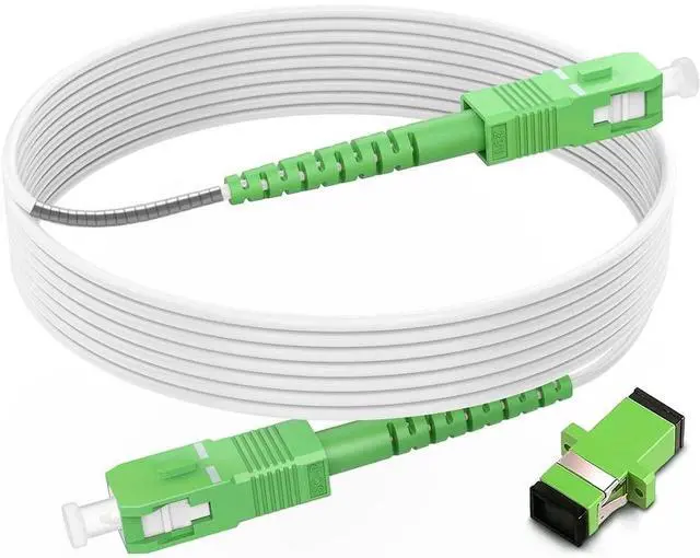 Main image of (100ft/30m) Fiber Optic Internet Cable SC/APC to SC/APC, Armored Fiber Patch Cable, OS2 Single Mode Fiber Optical Patch Cord, Simplex - 9/125um, LSZH White