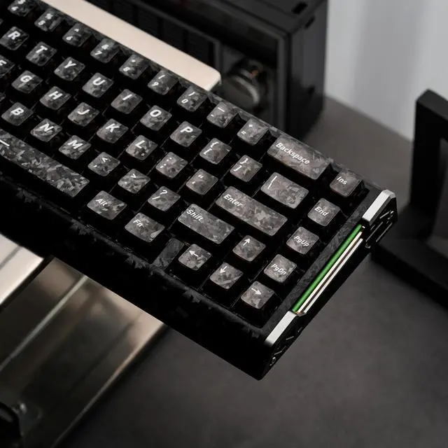 Alt view image 4 of 5 - GEKUCAP Black Carbon Fiber Top Print Keycaps, 132 Keys Cherry Profile Ergonomic Translucent PC Keycap Set, Silk Screen Printed Legends, Universal Fit for Most Mechanical Gaming Keyboards