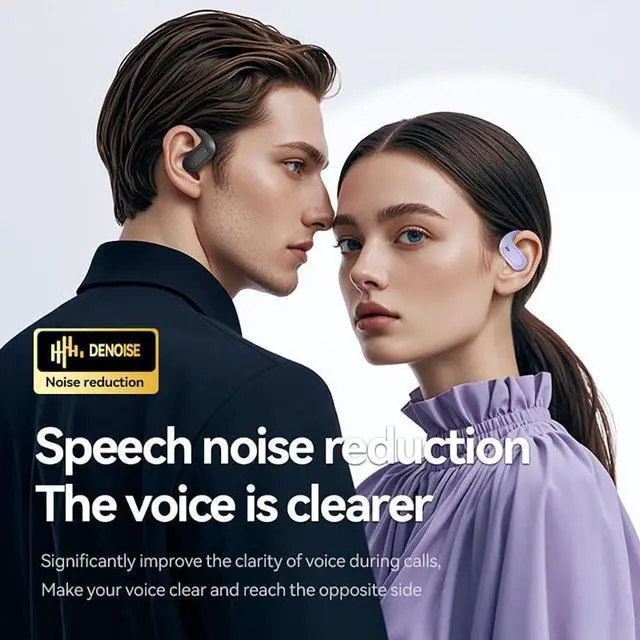 Alt view image 2 of 5 - ZKBSIAXD Open Ear Bluetooth Headphones 5.4, Neckband Wireless Earbuds with LED Power Display, 60Hrs Playtime, HiFi Stereo Sound, Touch Control, Secure Ear Hook for Running, Sports, Workout-Purp