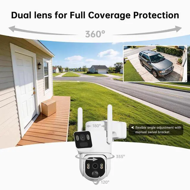 Alt view image 4 of 5 - SEHMUA Dual Lens Solar Security Cameras Wireless Outdoor, 2K+2K Dual Views Outdoor Camera Wireless, Color Night Vision, PIR Motion Alerts, 2.4GHz WiFi, IP65, Optional Storage