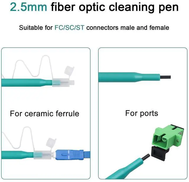 Alt view image 2 of 5 - Duogalia 50 Pack Fiber Cleaner Fiber Optic Tools Cleaning Pen for 1.25 mm/ 2.5mm SC/ST/FC/LC/MU Connector Over 800 Cleans Fiber End Face Cleans & Optical Connector Cleans