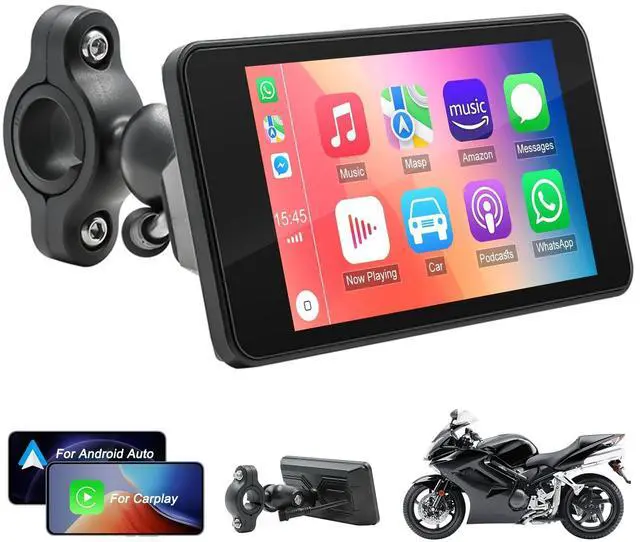 Main image of Motorcycle CarPlay Screen with Wireless Apple CarPlay Android Auto,4.7 Inch Waterproof Touch Screen, GPS Navigation for Motorbike Supports GPS Navigation/Mirror Link/Bluetooth Transmission
