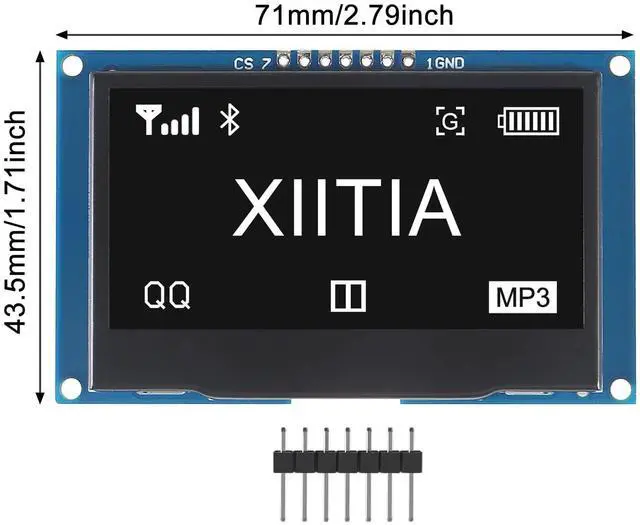 Alt view image 3 of 5 - XIITIA 2pcs 7 Pin 2.42" SSD1309 128x64 OLED Display Module 2.42 Inch OLED LCD Display Module IIC I2C SPI(White Light)
