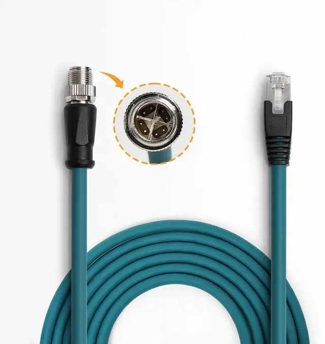 Alt view image 5 of 5 - M12 X-Coded 8Pin Male to RJ45 Ethernet Cat6 Network Cable for Cognex Vision Industrial Camera, Barcode Scanner Readers and Automation Sensor Applications, IP67 High Flex Durable Shielded Cable