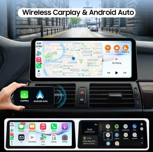 Alt view image 2 of 5 - 12.3Inch Ultra-Narrow Touchscreen Wireless CarPlay Android Auto for BMW X5 X6 Series E70 E71 with CIC System for 2009-2013 Year, Linux HD Multimedia, OEM System, MirrorLink, Car Radio Receive