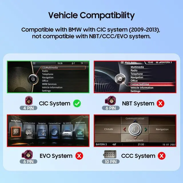 Alt view image 3 of 5 - 12.3Inch Ultra-Narrow Touchscreen Wireless CarPlay Android Auto for BMW X5 X6 Series E70 E71 with CIC System for 2009-2013 Year, Linux HD Multimedia, OEM System, MirrorLink, Car Radio Receive