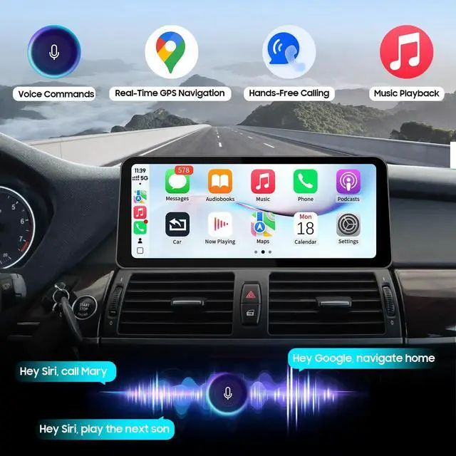 Alt view image 5 of 5 - 12.3Inch Ultra-Narrow Touchscreen Wireless CarPlay Android Auto for BMW X5 X6 Series E70 E71 with CIC System for 2009-2013 Year, Linux HD Multimedia, OEM System, MirrorLink, Car Radio Receive