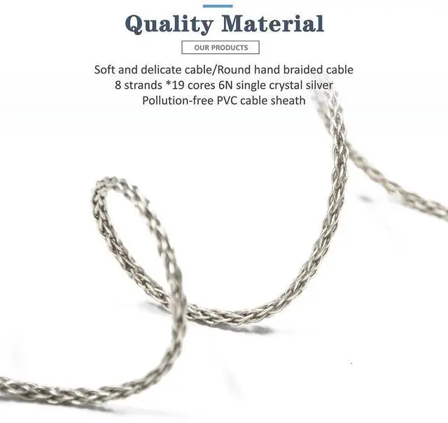 Alt view image 4 of 5 - GUCraftsman 6N Single Crystal Silver 2.5mm/3.5mm/4.4mm Upgrade/Replacement Earphone Cable for Sennheiser IE200 IE300 IE600 IE900 (4.4mm Plug)