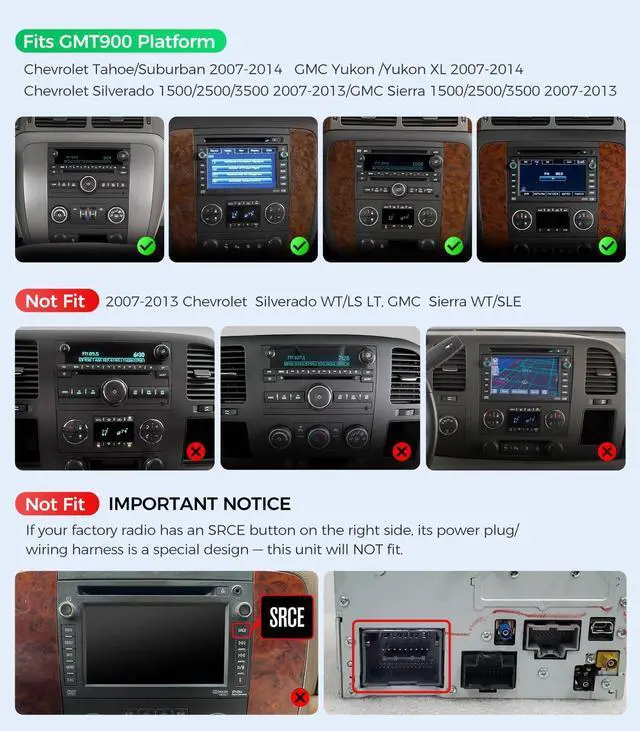 Alt view image 2 of 5 - 11.5''Car Radio for GMC Yukon Chevrolet Silverado 2007-2013 Chevy Tahoe Sierra Suburban with Wireless CarPlay & Android Auto/Android 13 /5G WiFi/TouchScreen/FM/AM/4GB RAM + 64GB ROM