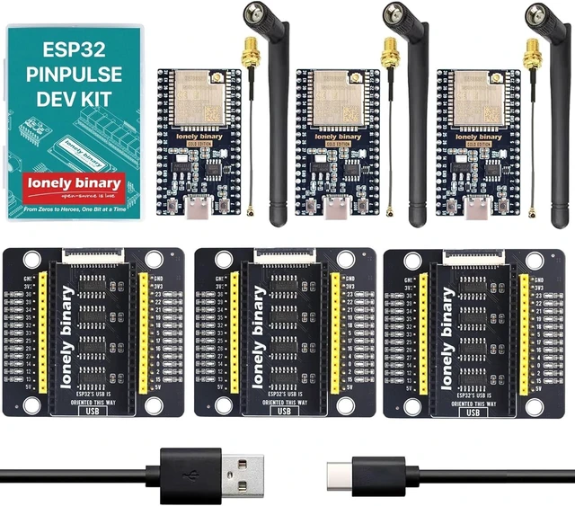 Main image of Lonely Binary 3-Pack ESP32 WROOM-32UE IPEX Antenna GPIO LED for C++